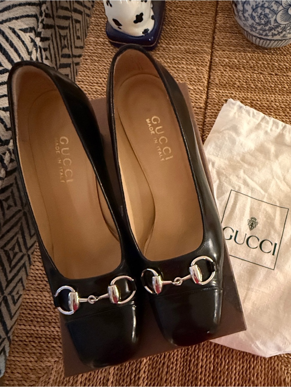 Classic Gucci Pumps — Glossy Black Leather